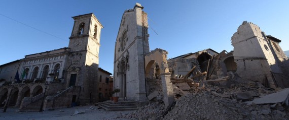 A general view of the Basilica of San Benedetto, the day after the strong earthquake that hit central Italy, in Norcia, Italy, 31 October 2016. Thousands of people are homeless after Sunday's 6.5-magnitude earthquake near Norcia rocked central Italy. The new quake compounded the already difficult situation in an area devastated by earthquakes on August 24 and October 26.
ANSA/ CROCCHIONI